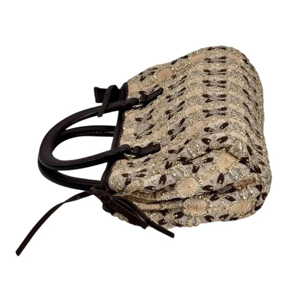 Vintage Prada Bow Cloquet Top Handle Bag Triangle Logo Metallic Evening Bag - Picture 3 of 15